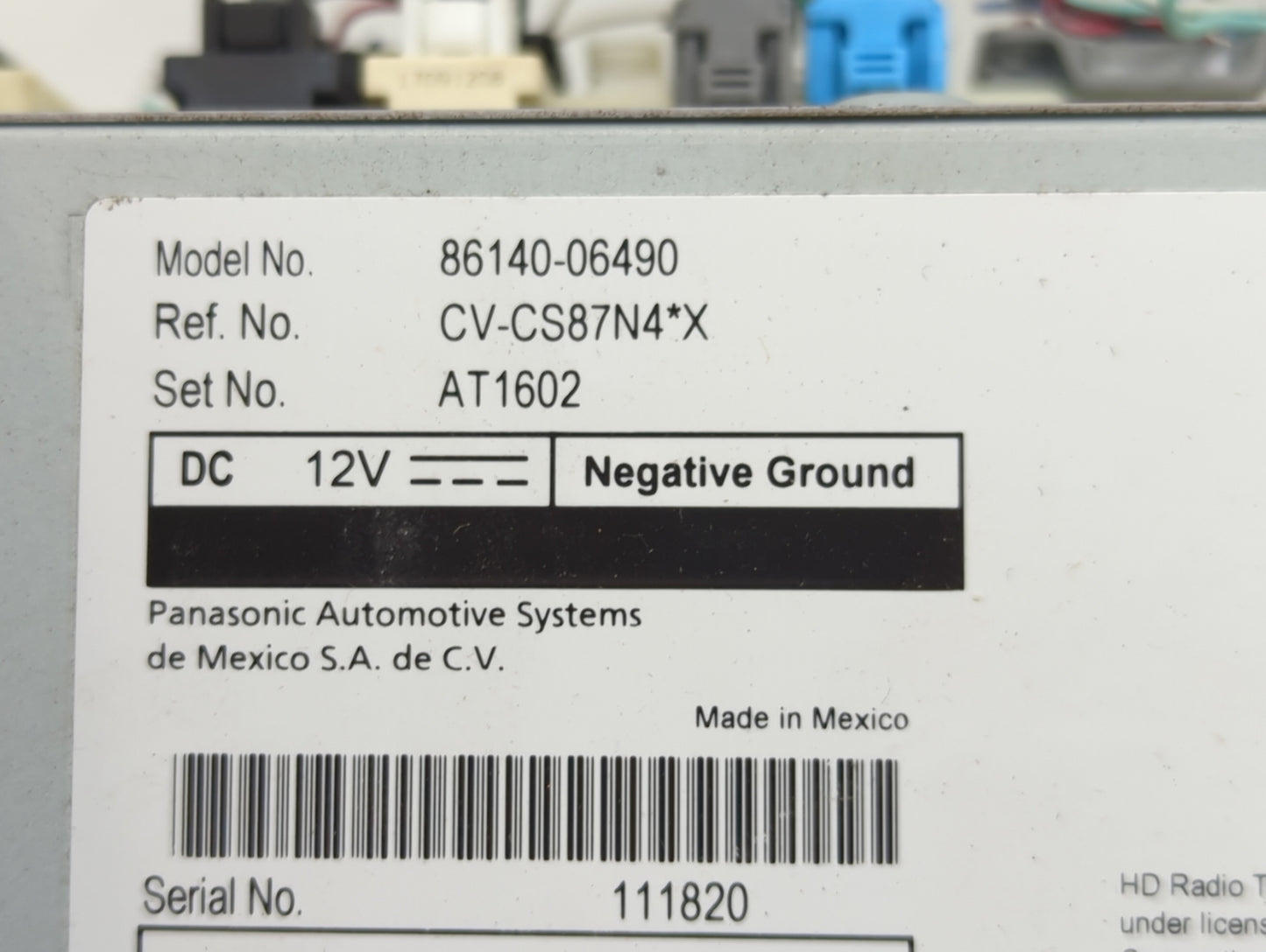 2018 Toyota Camry Radio AM FM Cd Player Receiver Replacement P/N:86140-06490 CV-CS87N4*X, AT1602 Fits OEM Used Auto Parts - 