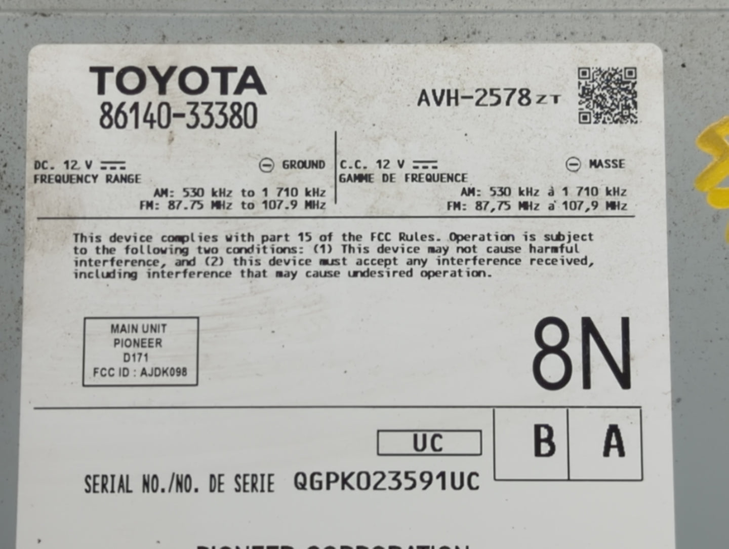 2018-2019 Toyota Camry Information Display Screen - Oemusedautoparts1.com