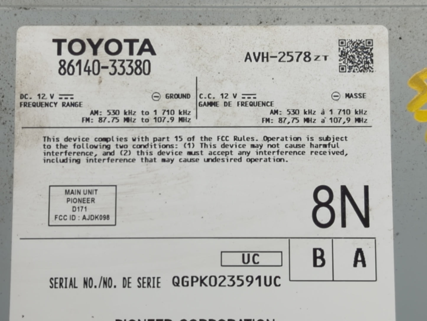 2018-2019 Toyota Camry Information Display Screen - Oemusedautoparts1.com