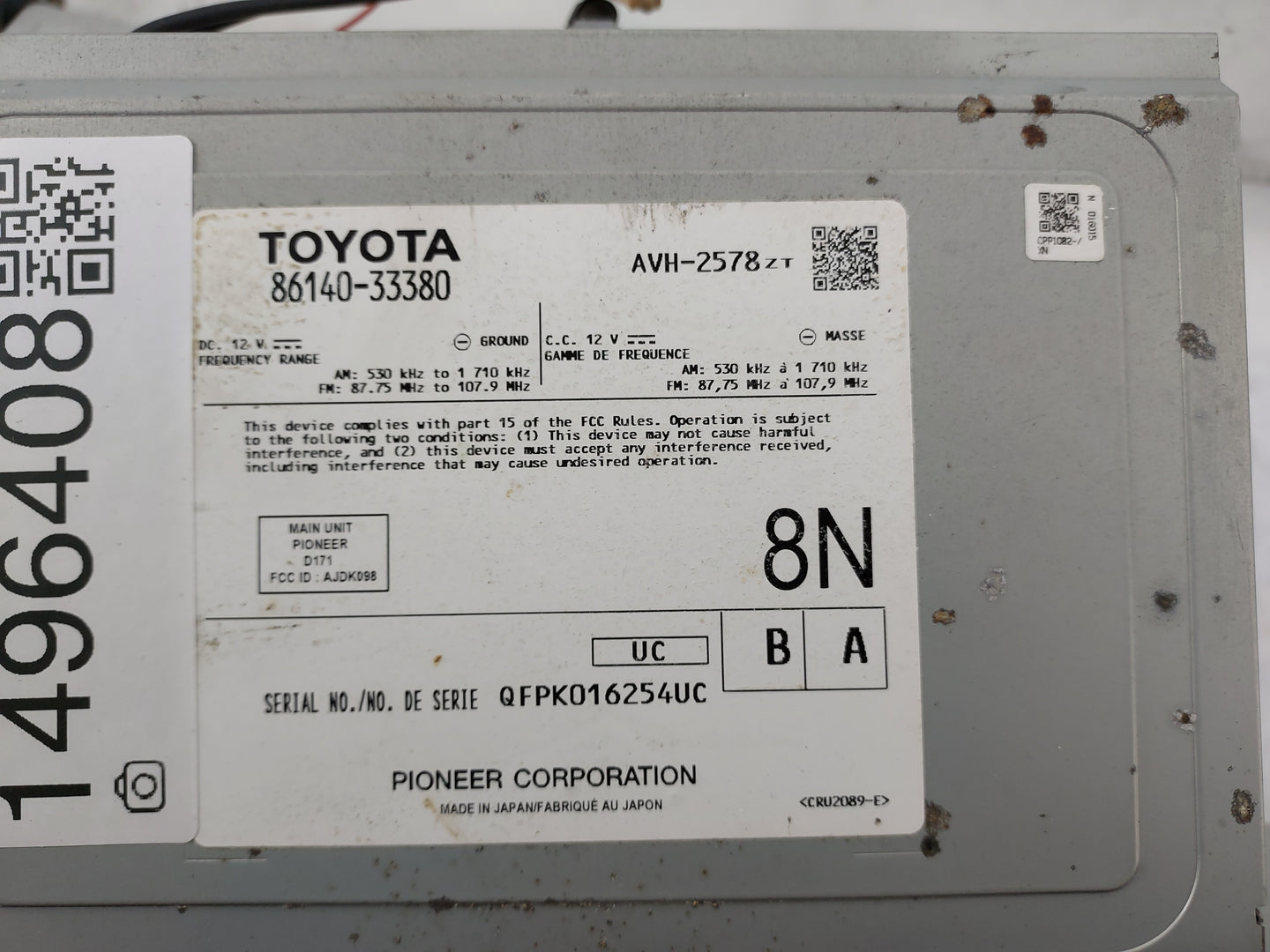 2018 Toyota Camry Information Display Screen Black - Oemusedautoparts1.com
