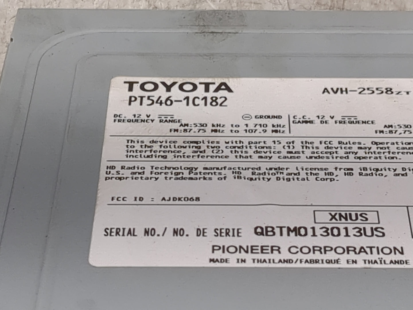 2018 Toyota Corolla Radio AM FM Cd Player Receiver Replacement P/N:PT546-1C182 AVH-2558ZT, AJDK068, AXLP-Q18U, T10159 Fits O