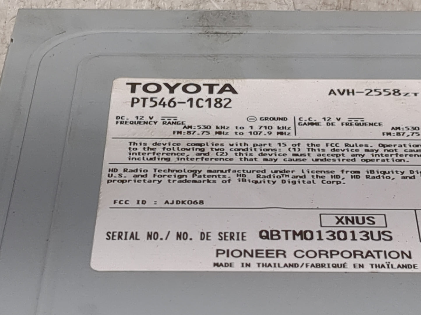2018 Toyota Corolla Radio AM FM Cd Player Receiver Replacement P/N:PT546-1C182 AVH-2558ZT, AJDK068, AXLP-Q18U, T10159 Fits O