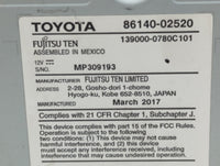 2017-2019 Toyota Corolla Am Fm Cd Player Radio Receiver - Oemusedautoparts1.com