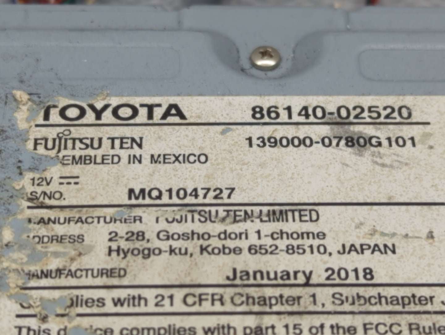 2018 Toyota Corolla Information Display Screen - Oemusedautoparts1.com