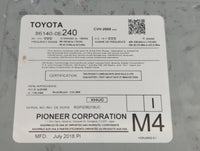 2017-2019 Toyota Highlander Radio AM FM Cd Player Receiver Replacement P/N:86140-0E240 Fits Fits 2017 2018 2019 OEM Used Aut