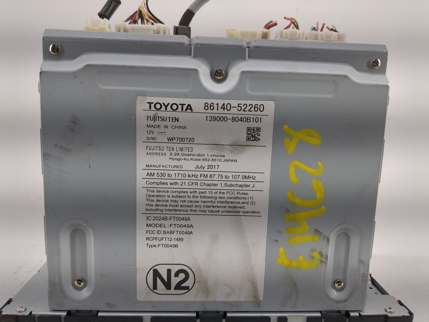 2018-2019 Toyota Prius Radio AM FM Cd Player Receiver Replacement P/N:86140-52260 Fits Fits 2018 2019 OEM Used Auto Parts - 