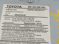 2016-2018 Toyota Rav4 Radio AM FM Cd Player Receiver Replacement P/N:86140-0R180 Fits 2016 2017 2018 OEM Used Auto Parts - O