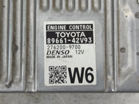 2016-2018 Toyota Rav4 PCM Engine Control Computer ECU ECM PCU OEM P/N:89661-42V93 Fits Fits 2016 2017 2018 OEM Used Auto Par