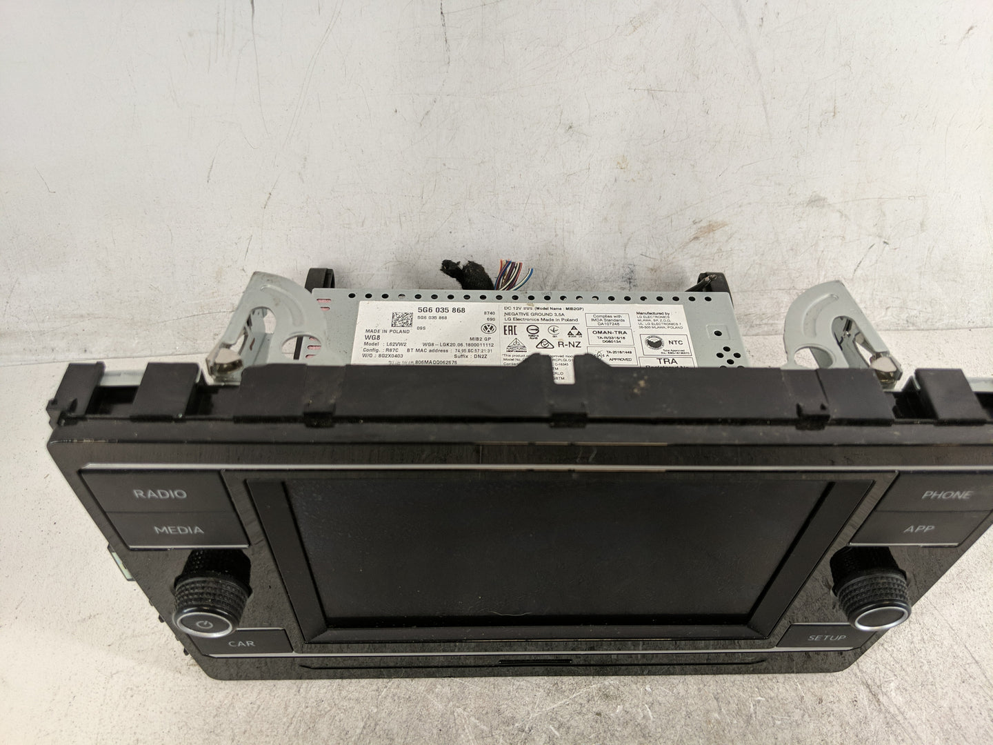 2018 Volkswagen Atlas Radio AM FM Cd Player Receiver Replacement P/N:5G6 035 868 5G6 919 605 C Fits Fits 2019 2020 OEM Used 