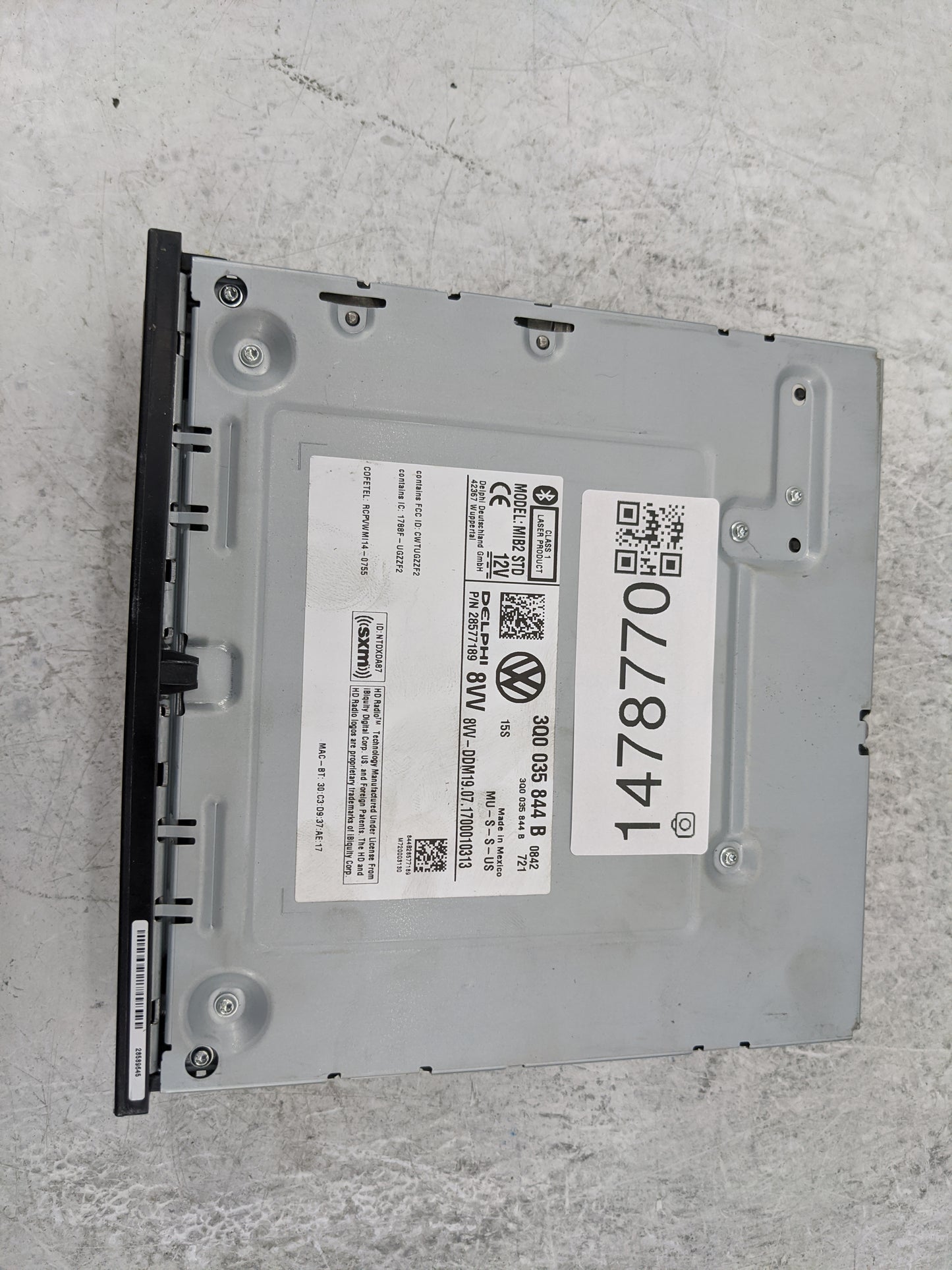 2018 Volkswagen Atlas Radio AM FM Cd Player Receiver Replacement P/N:3Q0035844B 28577189 Fits Fits 2019 2020 OEM Used Auto P