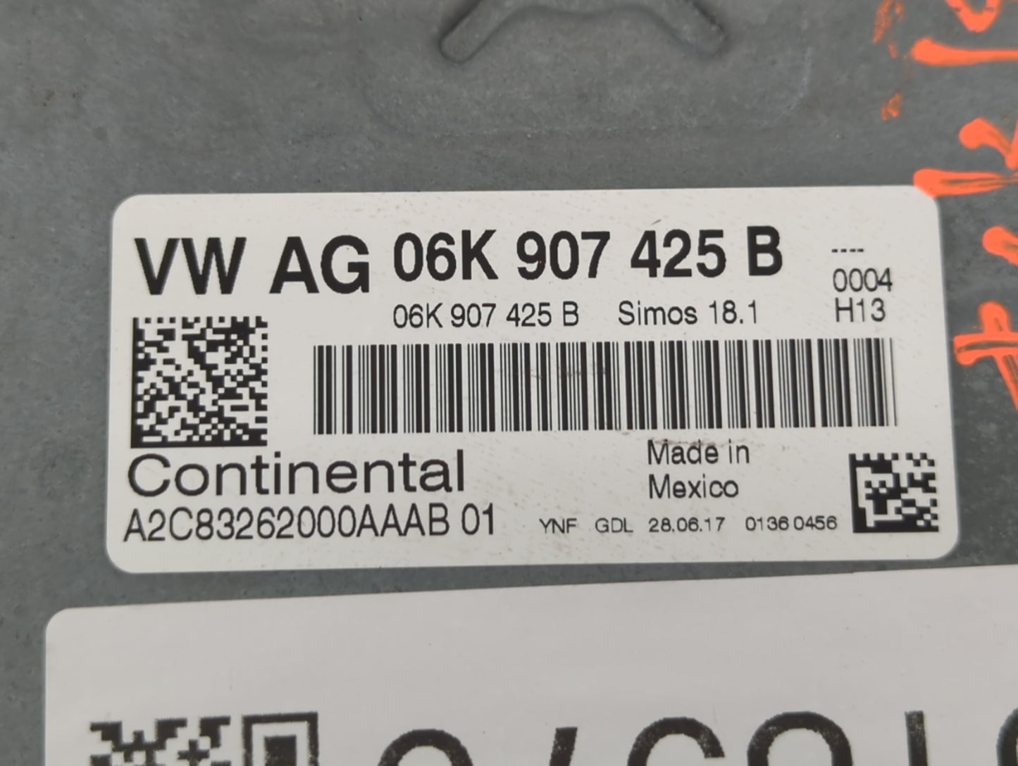 2018-2019 Volkswagen Golf PCM Engine Control Computer ECU ECM PCU OEM P/N:06K 907 425 B Fits Fits 2018 2019 OEM Used Auto Pa