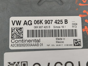 2018-2019 Volkswagen Golf PCM Engine Control Computer ECU ECM PCU OEM P/N:06K 907 425 B Fits Fits 2018 2019 OEM Used Auto Parts