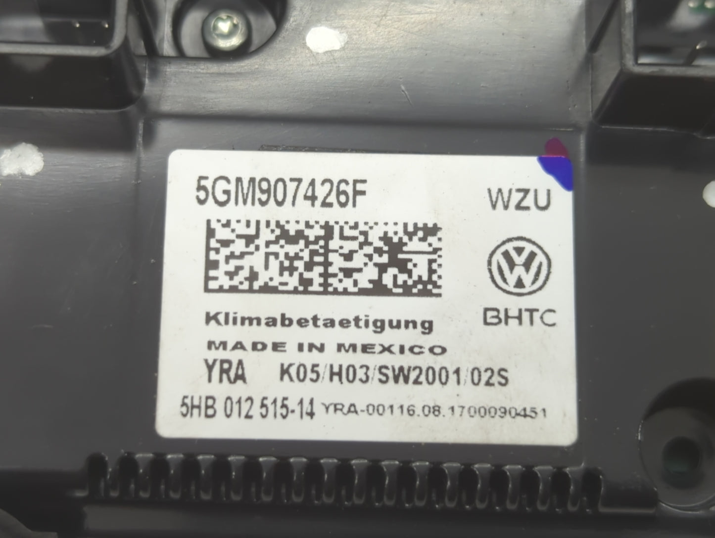 2018-2019 Volkswagen Golf Climate Control Module Temperature AC/Heater Replacement P/N:5GM907426F Fits Fits 2018 2019 OEM Us