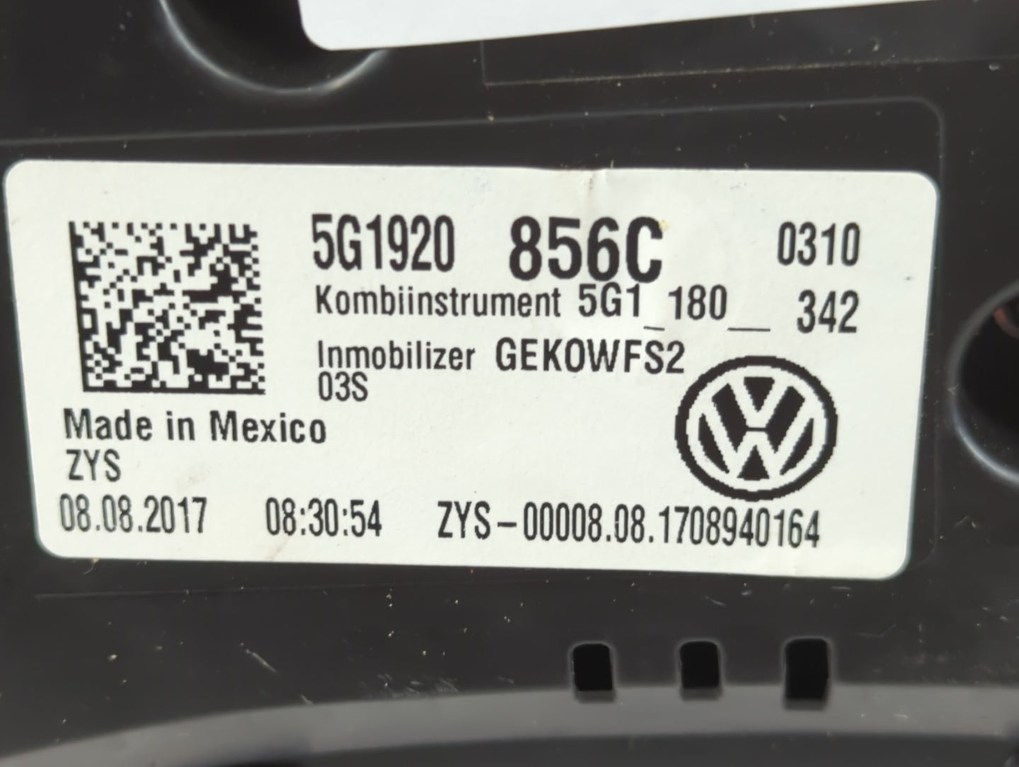 2018-2019 Volkswagen Gti Instrument Cluster Speedometer Gauges P/N:5G1920856C Fits Fits 2018 2019 OEM Used Auto Parts - Oemu
