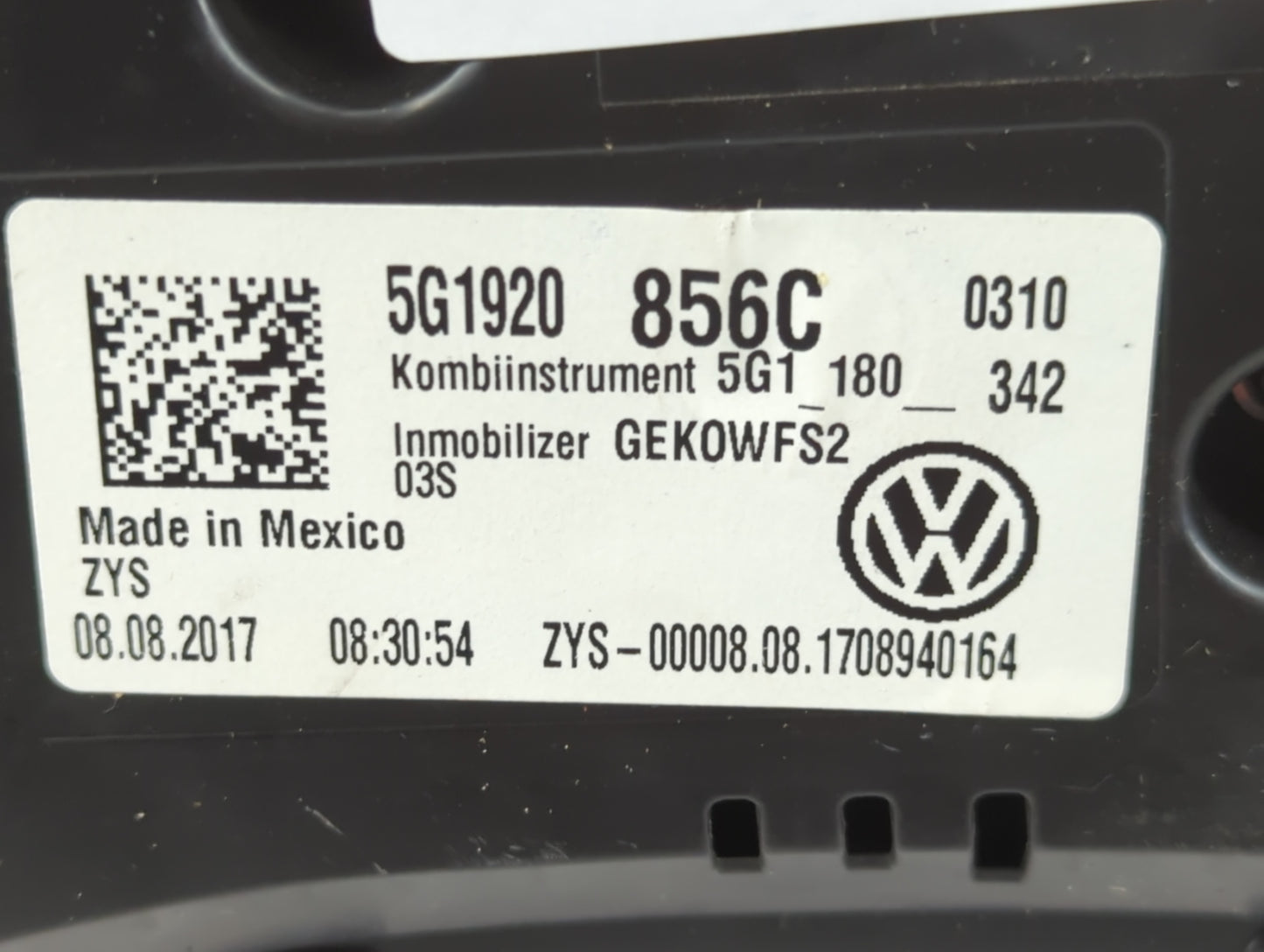 2018-2019 Volkswagen Gti Instrument Cluster Speedometer Gauges P/N:5G1920856C Fits Fits 2018 2019 OEM Used Auto Parts - Oemu