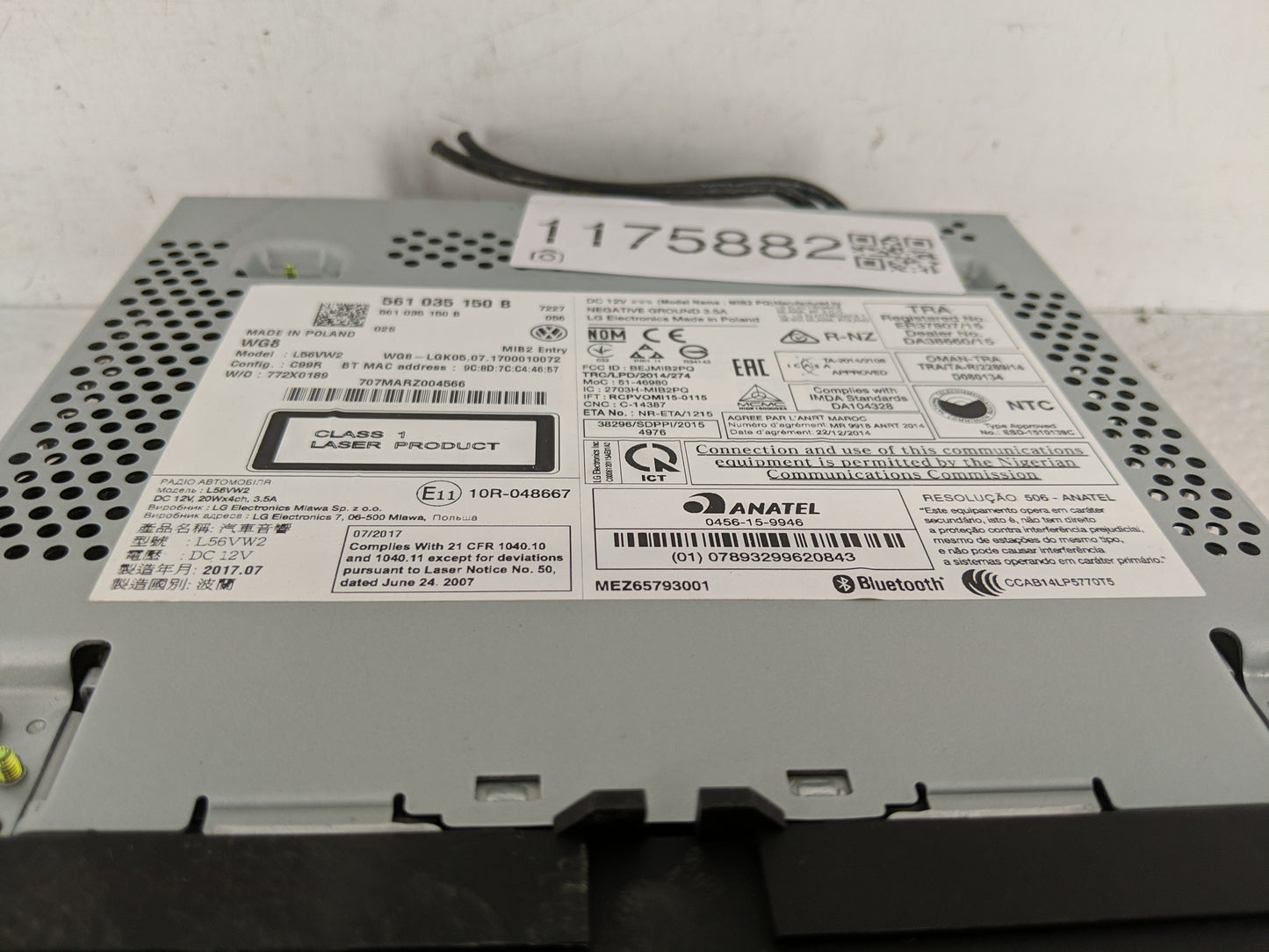 2018 Volkswagen Jetta Radio AM FM Cd Player Receiver Replacement P/N:5C0 036 200 D 561 035 150 B Fits Fits 2019 OEM Used Aut