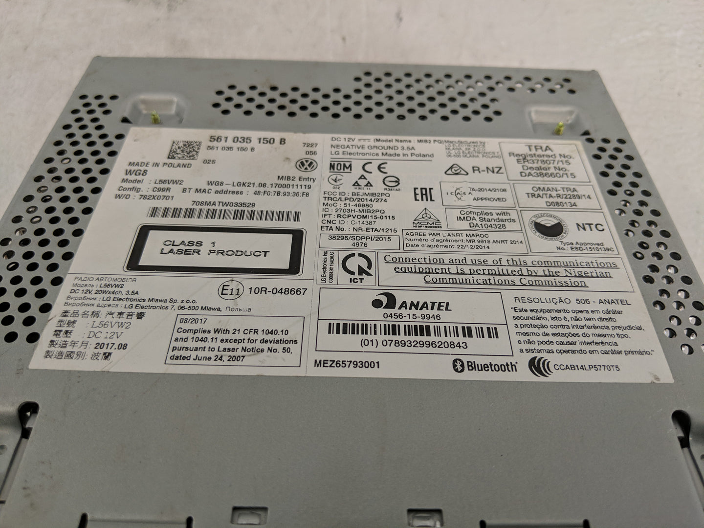 2018 Volkswagen Jetta Radio AM FM Cd Player Receiver Replacement P/N:561 035 150 B Fits Fits 2019 OEM Used Auto Parts - Oemu