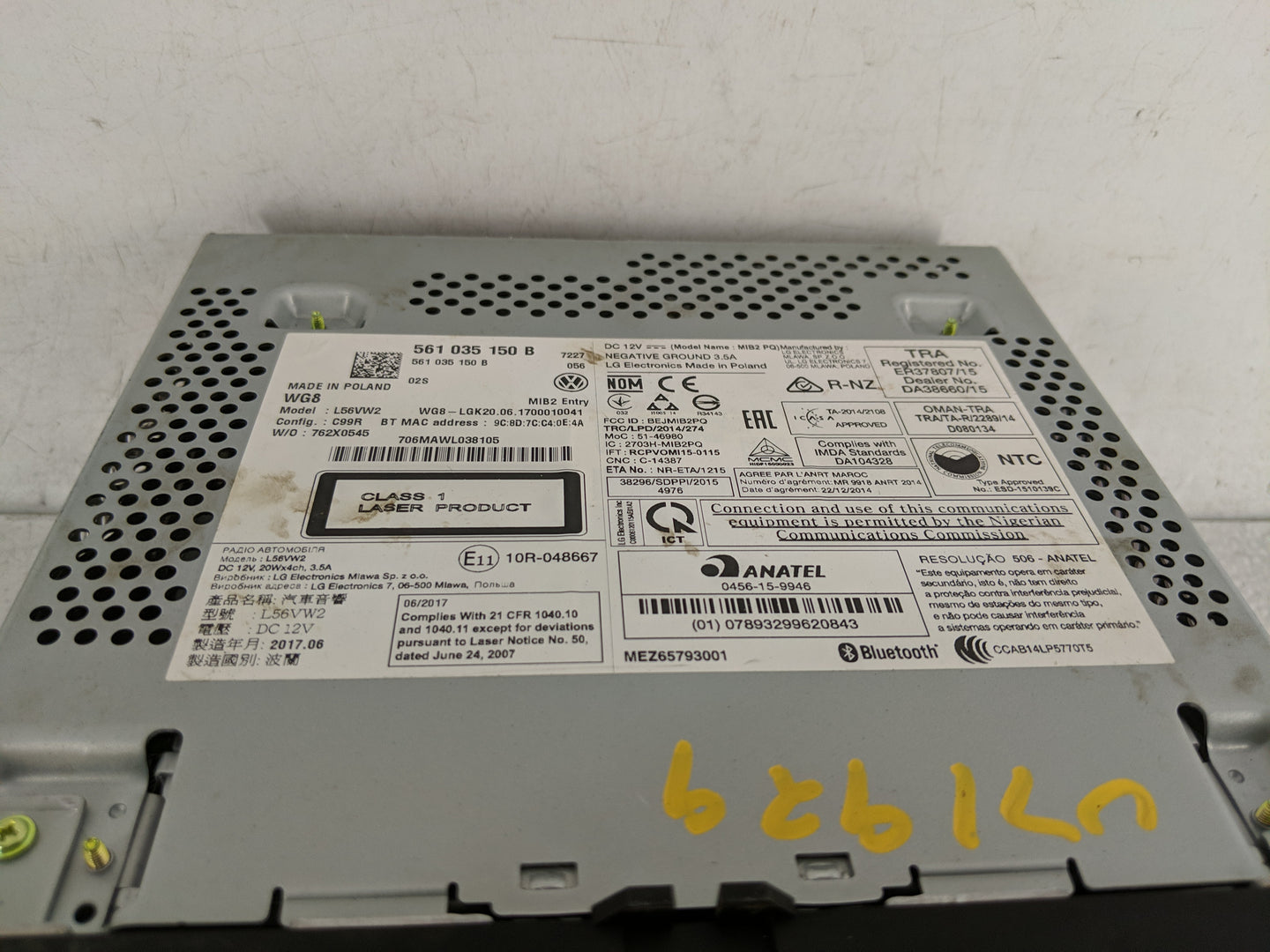 2018 Volkswagen Jetta Radio AM FM Cd Player Receiver Replacement P/N:561 035 150 B Fits Fits 2019 OEM Used Auto Parts - Oemu