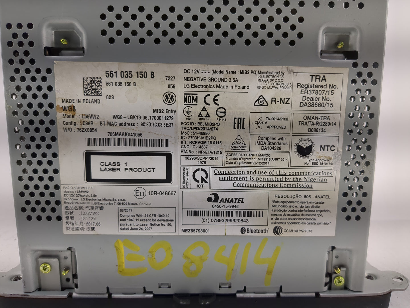 2018 Volkswagen Jetta Radio AM FM Cd Player Receiver Replacement P/N:561 035 150 B Fits Fits 2019 OEM Used Auto Parts - Oemu