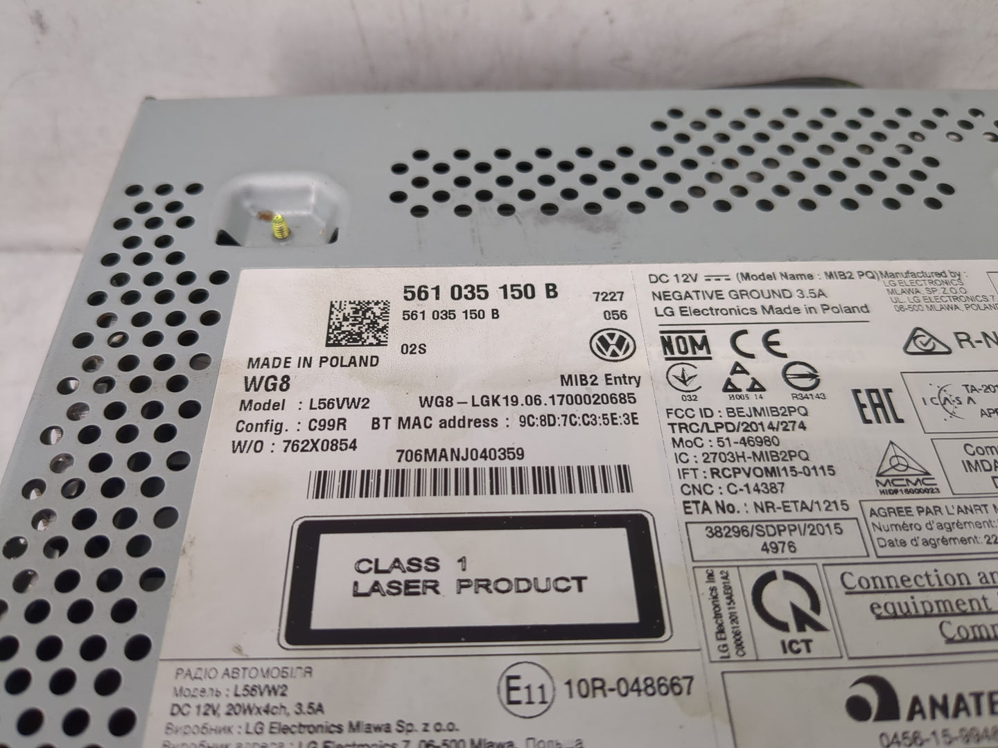 2018 Volkswagen Jetta Radio AM FM Cd Player Receiver Replacement P/N:561 035 150 B Fits Fits 2019 OEM Used Auto Parts - Oemu