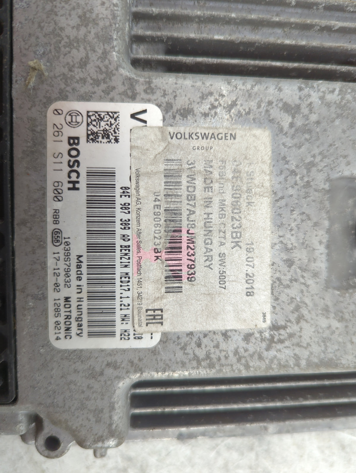 2016-2017 Volkswagen Jetta PCM Engine Control Computer ECU ECM PCU OEM P/N:0261S11600 04E907309AP, 04E906023BK Fits Fits 201