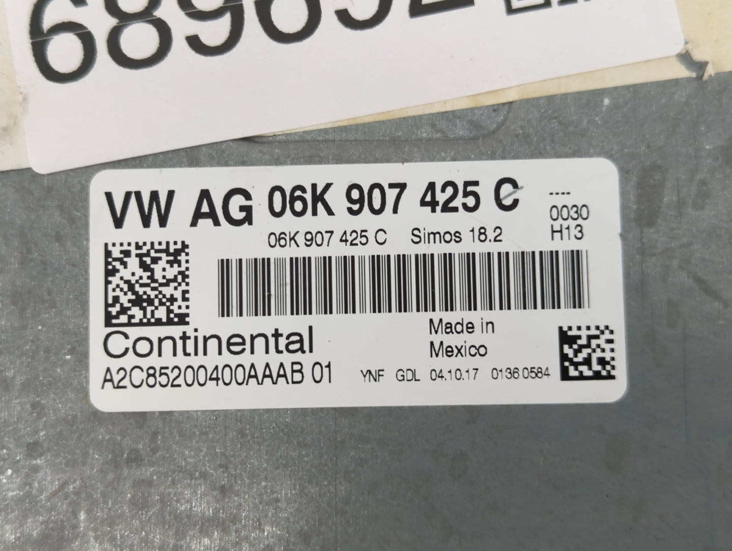 2018 Volkswagen Jetta PCM Engine Control Computer ECU ECM PCU OEM P/N:06K 907 425 C Fits OEM Used Auto Parts - Oemusedautopa