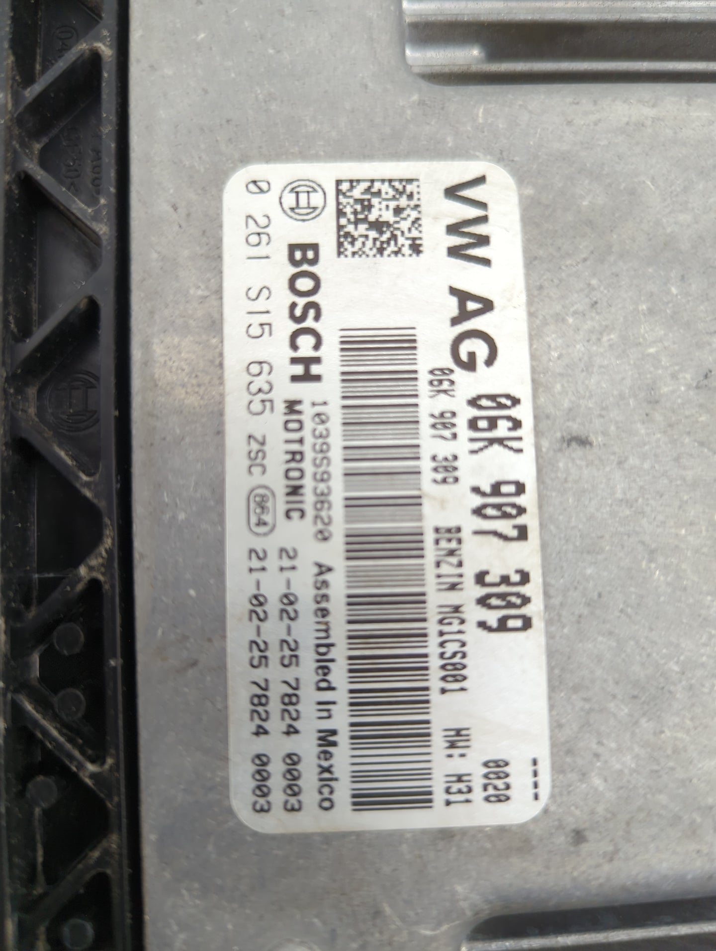 2018 Volkswagen Passat PCM Engine Control Computer ECU ECM PCU OEM P/N:06K907309 0261S15635, 1039593620 Fits OEM Used Auto P
