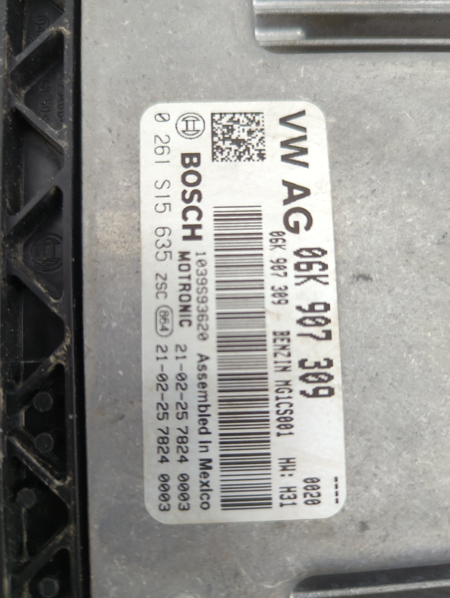 2018 Volkswagen Passat PCM Engine Control Computer ECU ECM PCU OEM P/N:06K907309 0261S15635, 1039593620 Fits OEM Used Auto P