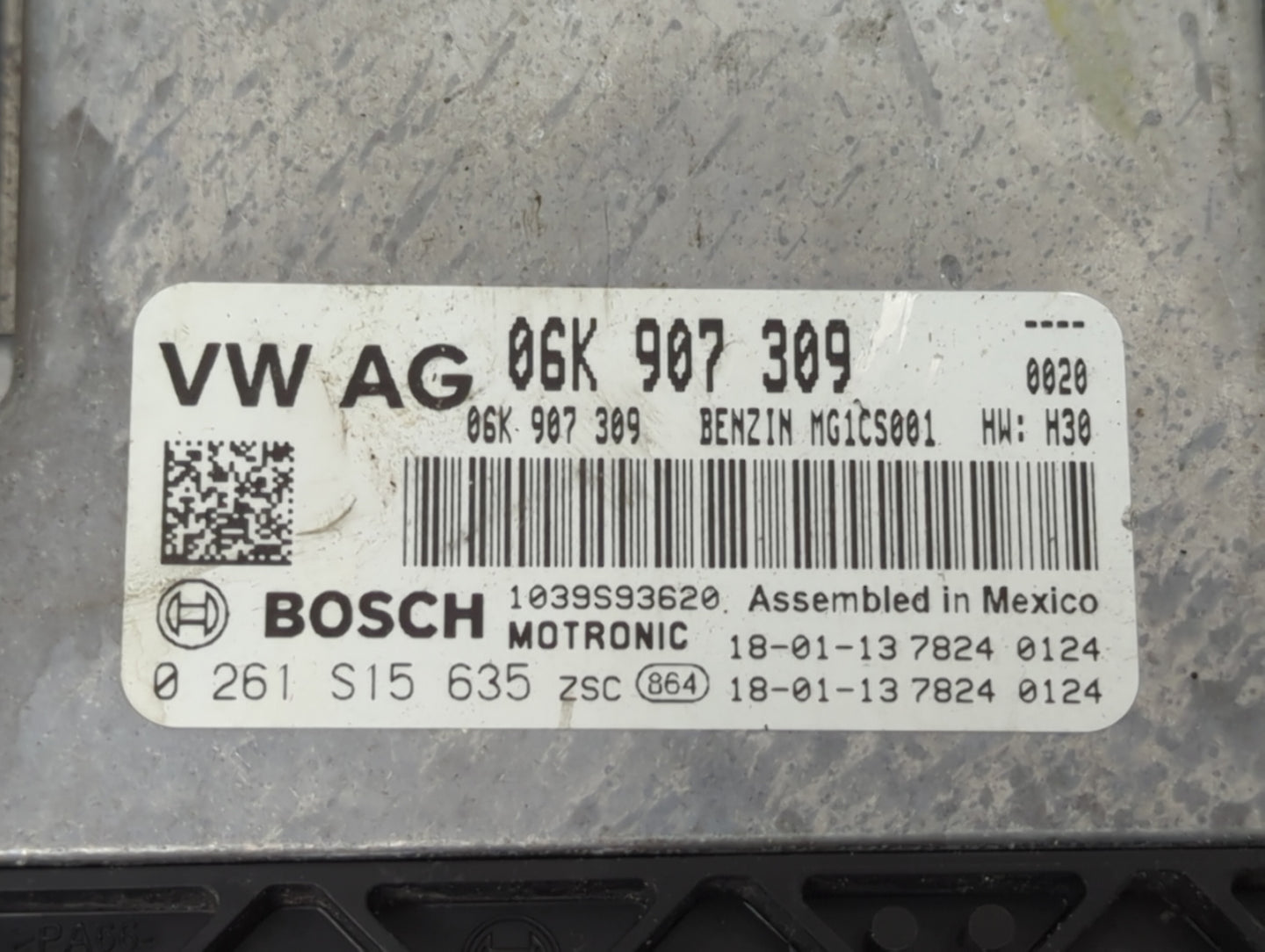 2018 Volkswagen Passat PCM Engine Control Computer ECU ECM PCU OEM P/N:06K907309 0261S15635, 1039S93620 Fits OEM Used Auto P