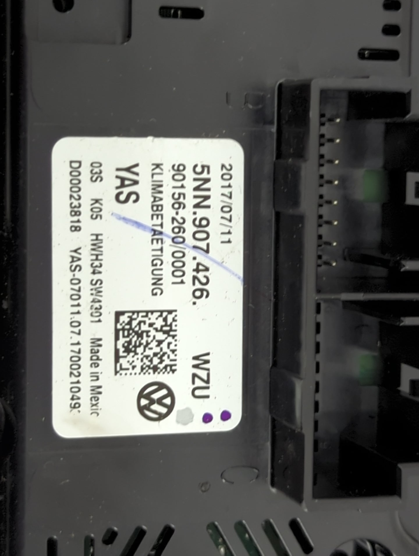 2018 Volkswagen Tiguan Climate Control Module Temperature AC/Heater Replacement P/N:5NN.907.426.WZU 5NN907426, 90156-260/000