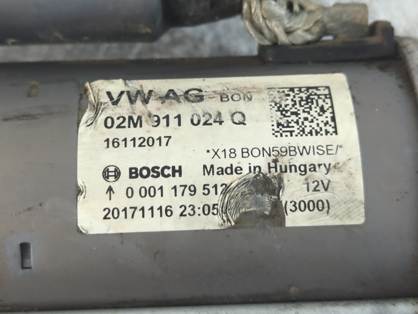 2018 Volkswagen Tiguan Car Starter Motor Solenoid OEM P/N:02M 911 024 Q Fits Fits 2012 2013 2014 2015 2016 OEM Used Auto Par