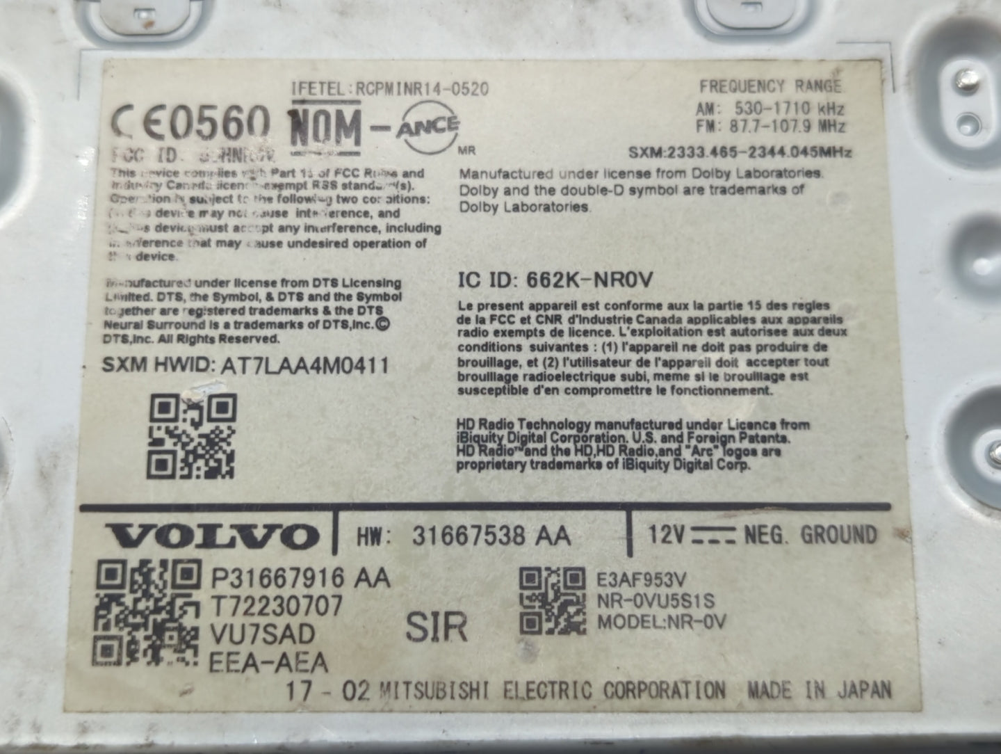 2017-2017 Volvo S90 Am Fm Cd Player Radio Receiver - Oemusedautoparts1.com