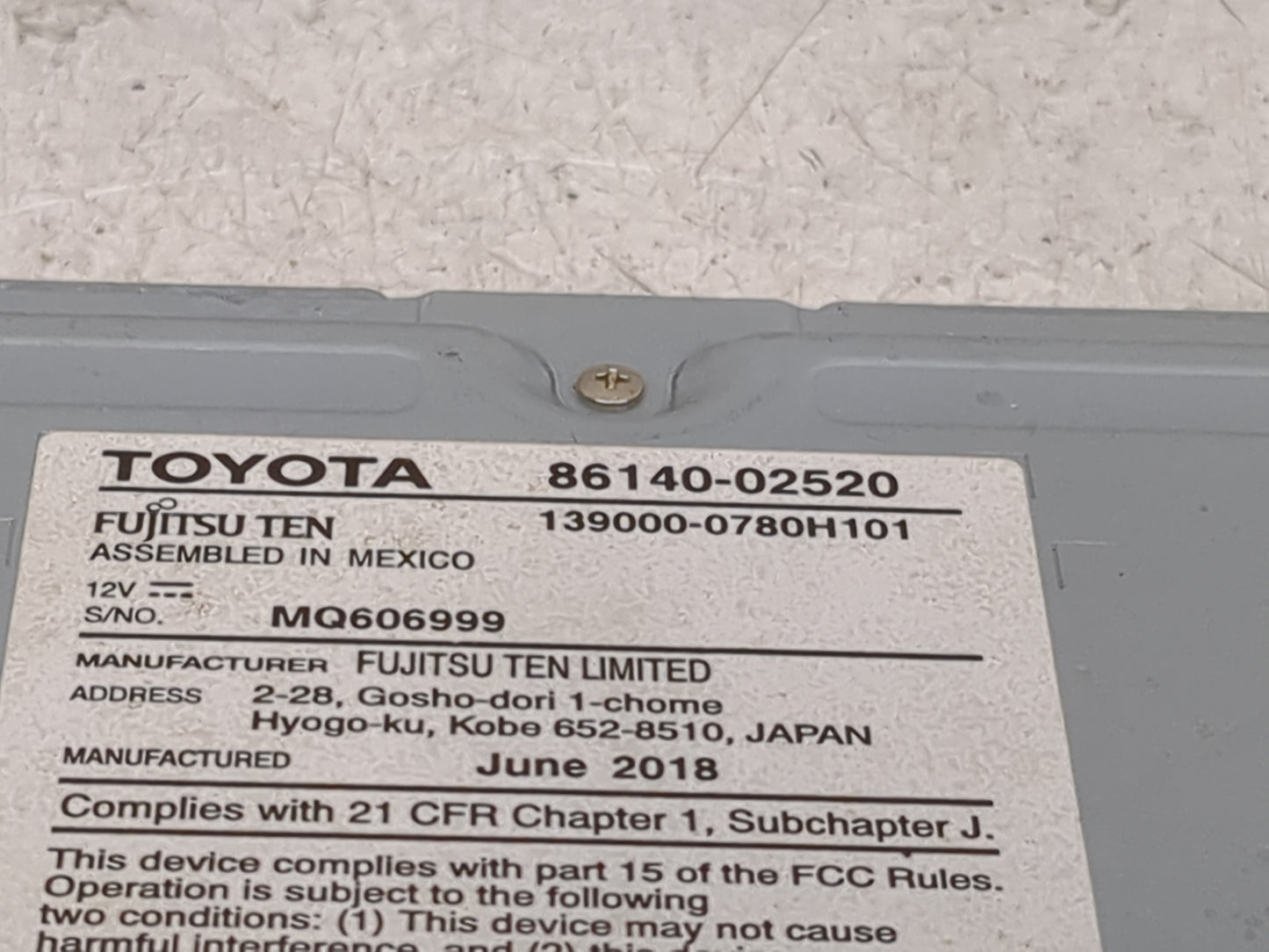 2019 Corolla Radio AM FM Cd Player Receiver Replacement Fits Fits 2017 2018 OEM Used Auto Parts - Oemusedautoparts1.com
