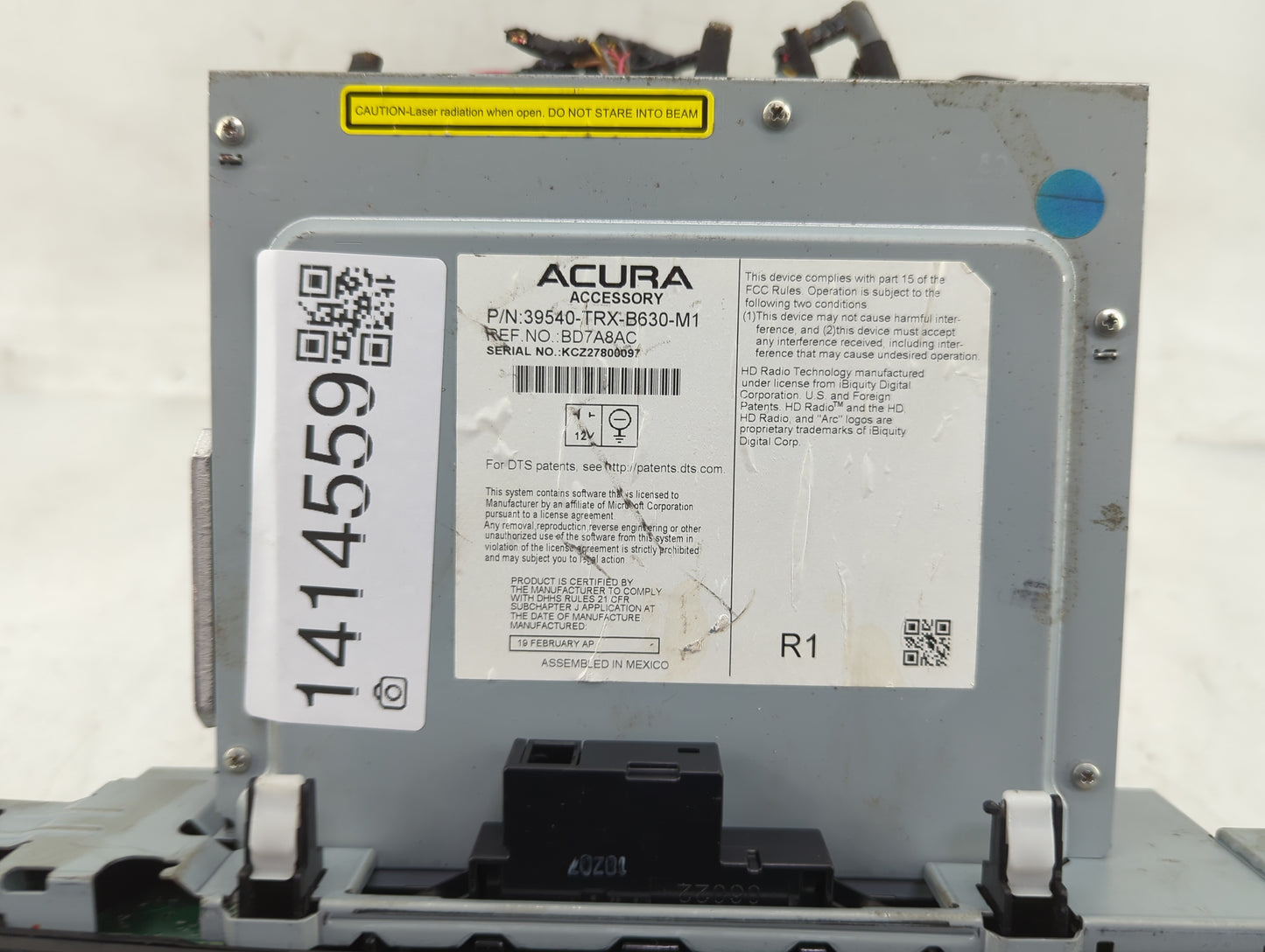 2019-2020 Acura Mdx Radio AM FM Cd Player Receiver Replacement P/N:39540-TRX-B630-M1 Fits Fits 2019 2020 OEM Used Auto Parts