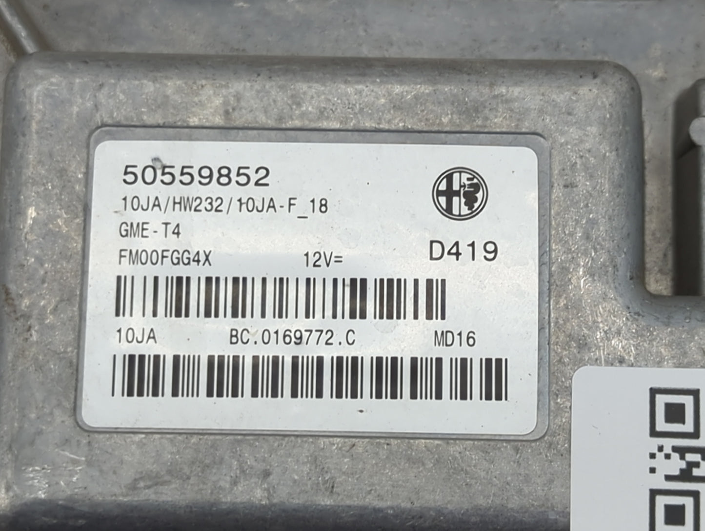2019 Alfa Romeo Giulia PCM Engine Control Computer ECU ECM PCU OEM P/N:50559852 Fits OEM Used Auto Parts - Oemusedautoparts1