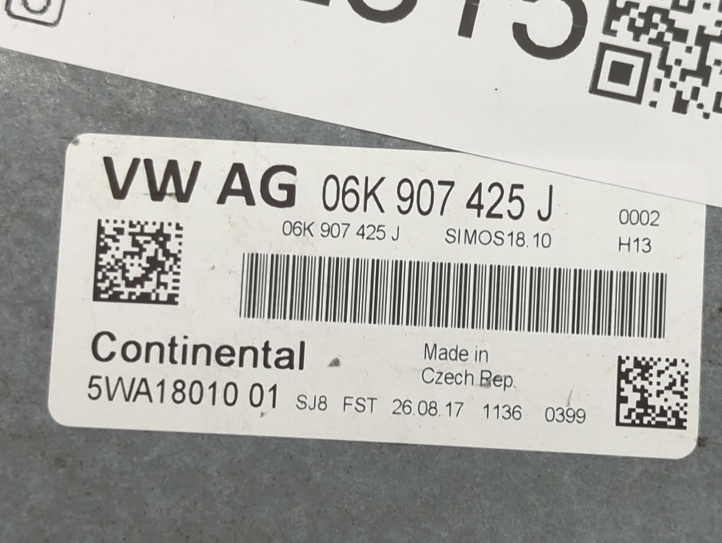 2019 Audi A3 PCM Engine Control Computer ECU ECM PCU OEM P/N:06K907425J 5WA18010 01, A2C81673200 Fits Fits 2020 OEM Used Aut
