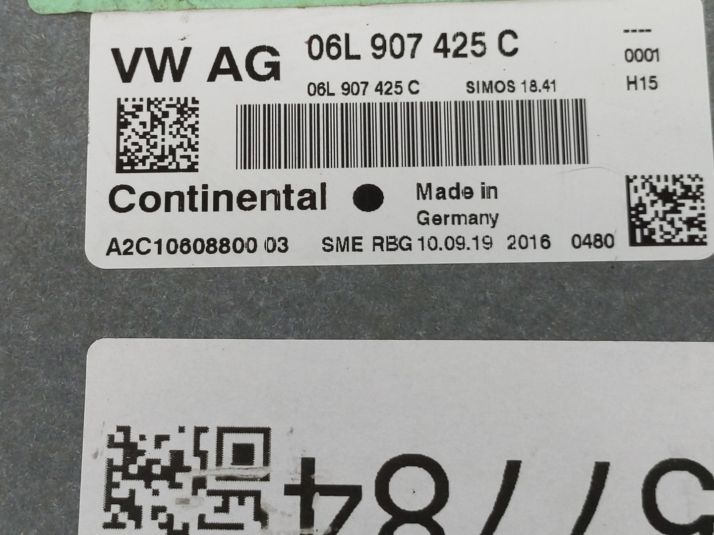 2019 Audi A5 PCM Engine Control Computer ECU ECM PCU OEM P/N:06L 907 425 C Fits OEM Used Auto Parts - Oemusedautoparts1.com