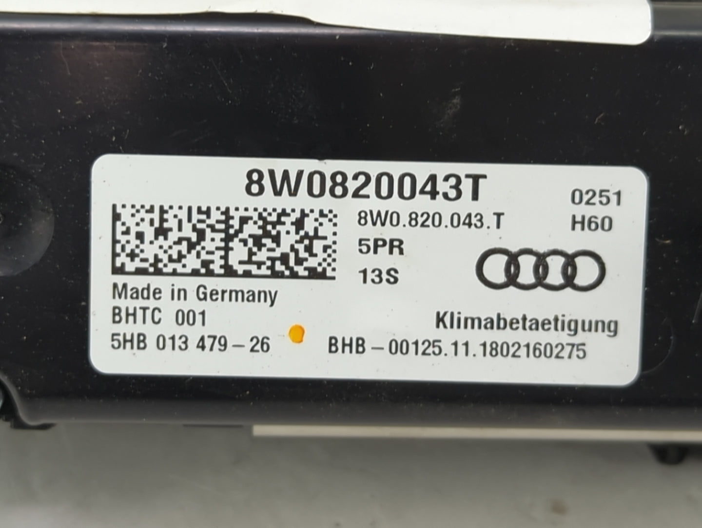 2019 Audi A5 Climate Control Module Temperature AC/Heater Replacement P/N:8W0820043T 8W0.820.043.T, 5HB013479-26 Fits OEM Us