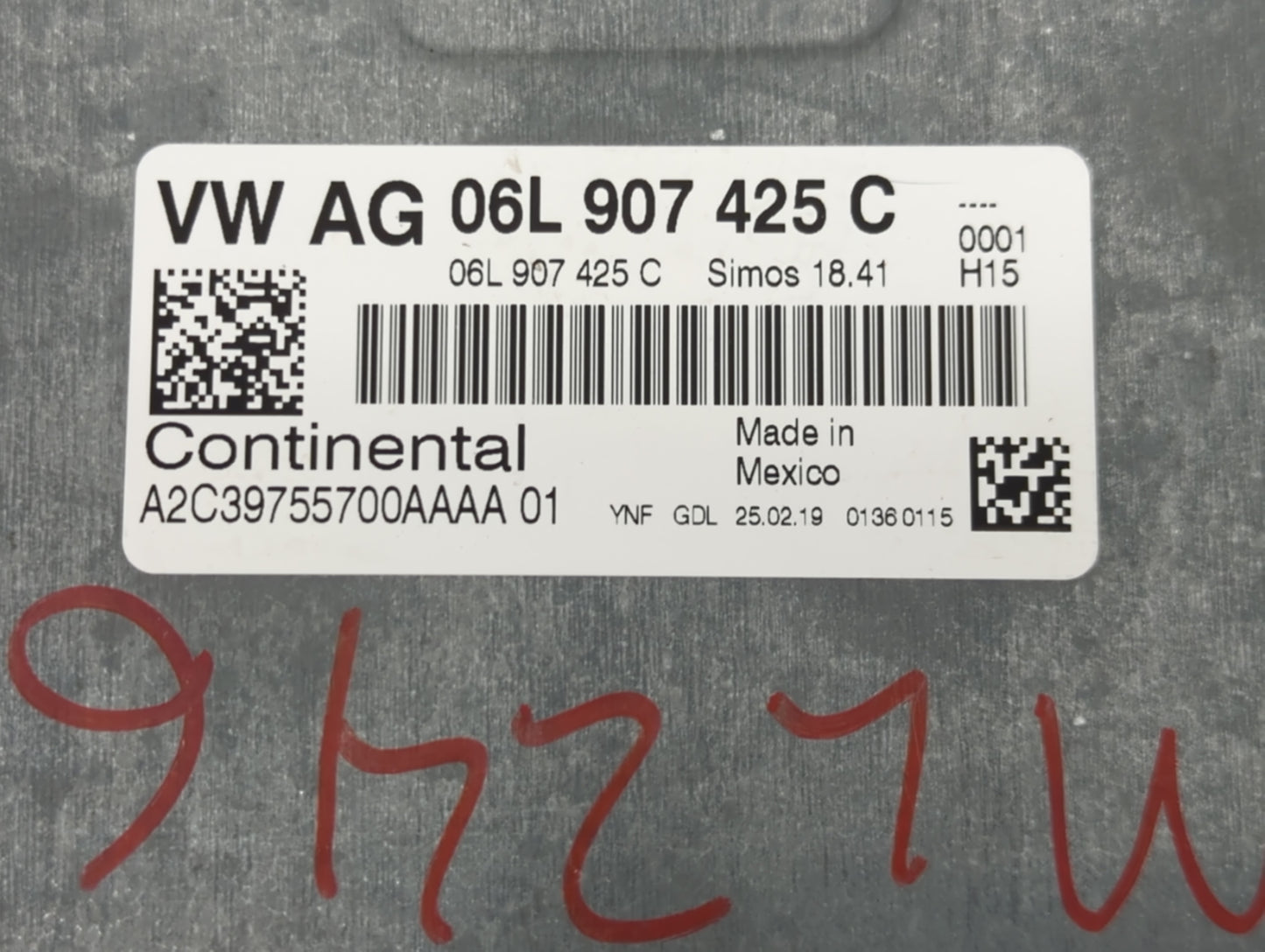 2018-2020 Audi Q5 PCM Engine Control Computer ECU ECM PCU OEM P/N:06L 907 425 C Fits Fits 2018 2019 2020 OEM Used Auto Parts