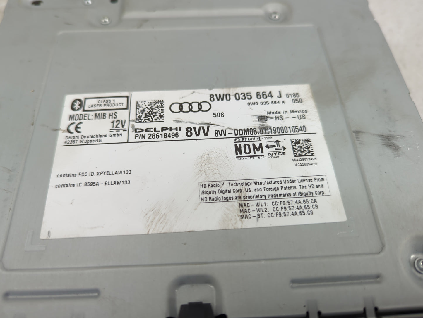 2019 Audi Q5 Radio AM FM Cd Player Receiver Replacement P/N:8W0035664J 28618496, XPYELLAW133, 8595A-ELLAW133 Fits OEM Used A