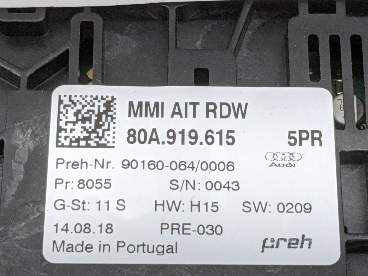 2019 Audi Sq5 Radio AM FM Cd Player Receiver Replacement P/N:80A.919.615 90160-064/0006 Fits OEM Used Auto Parts - Oemusedau