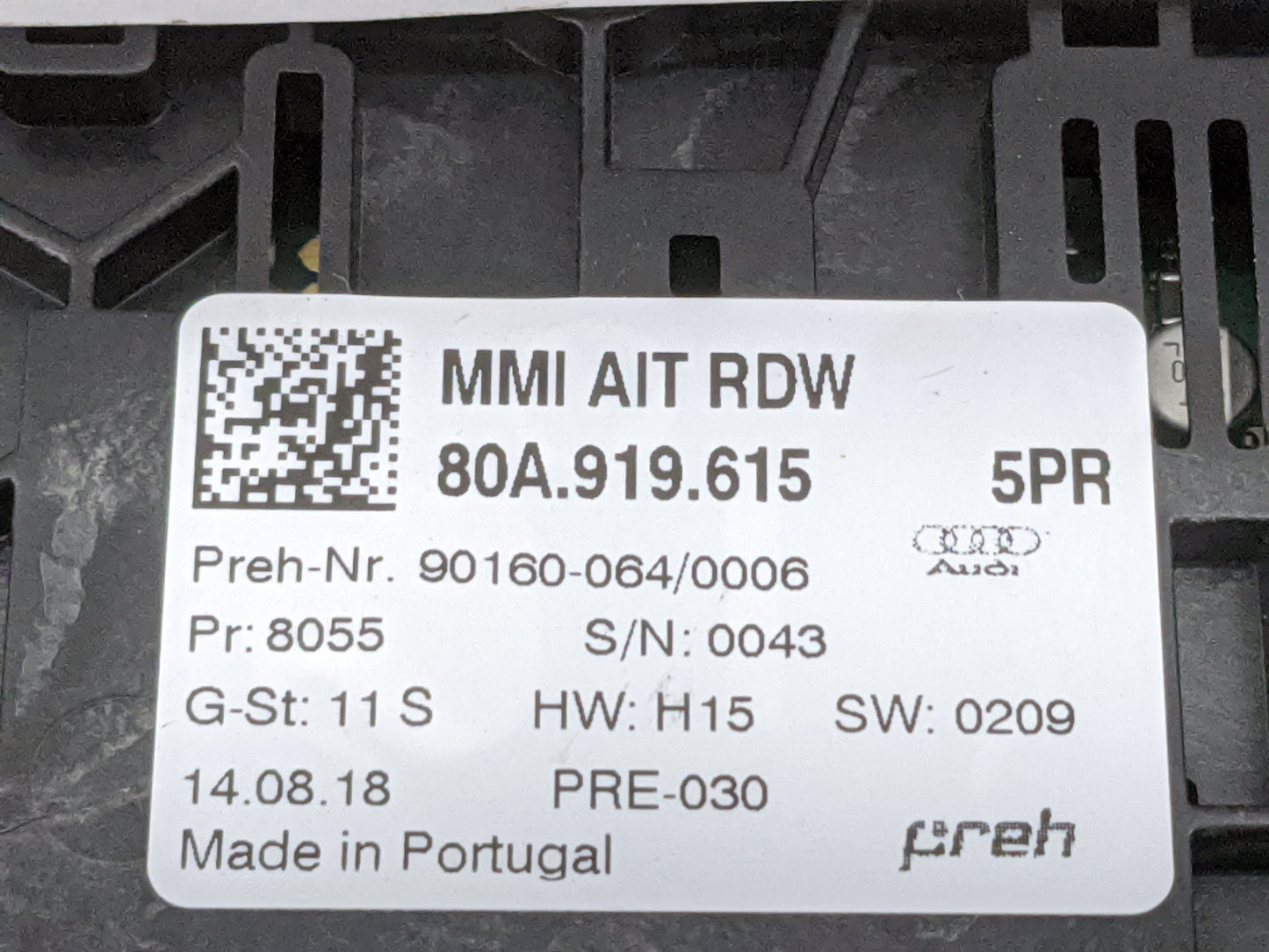 2019 Audi Sq5 Radio AM FM Cd Player Receiver Replacement P/N:80A.919.615 90160-064/0006 Fits OEM Used Auto Parts - Oemusedau