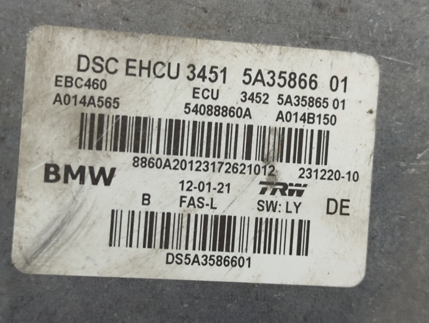 2018-2021 Bmw X3 ABS Pump Control Module Replacement P/N:6895450 01 Fits Fits 2016 2017 2018 2019 2020 2021 OEM Used Auto Pa
