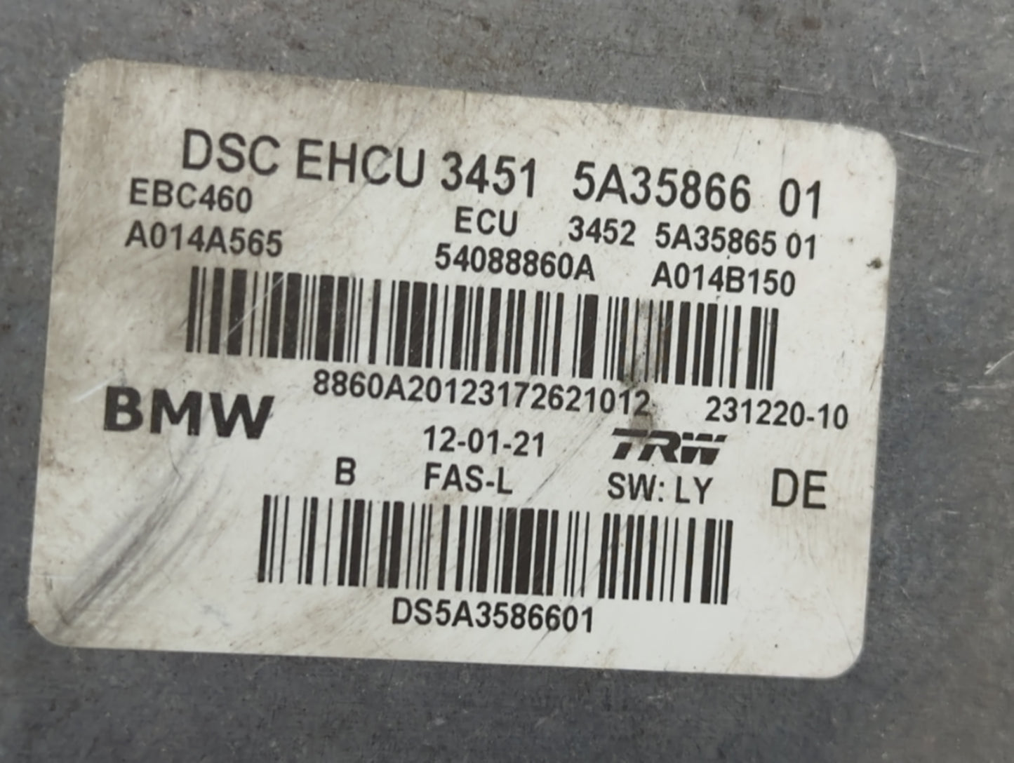 2018-2021 Bmw X3 ABS Pump Control Module Replacement P/N:6895450 01 Fits Fits 2016 2017 2018 2019 2020 2021 OEM Used Auto Pa