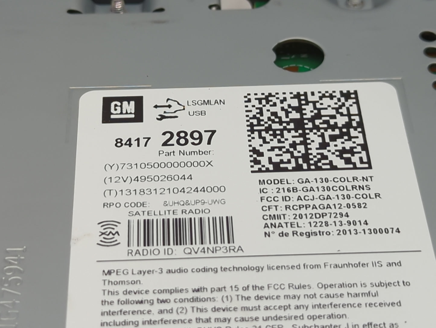 2018-2019 Buick Cascada Radio AM FM Cd Player Receiver Replacement P/N:84172897 Fits Fits 2018 2019 OEM Used Auto Parts - Oe