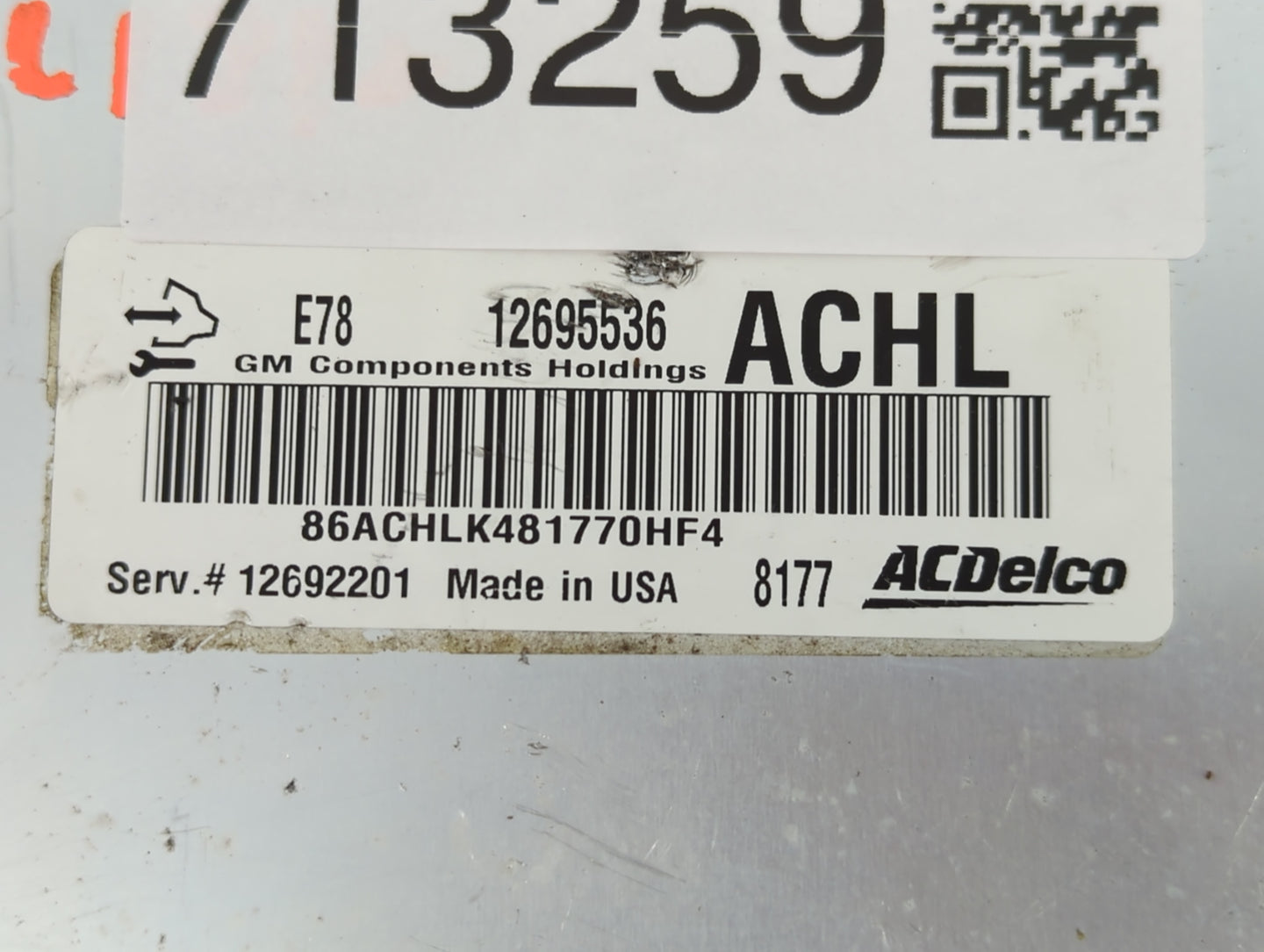 2017-2021 Buick Encore PCM Engine Control Computer ECU ECM PCU OEM P/N:12695536 E78 12695536 Fits Fits 2017 2018 2019 2020 2