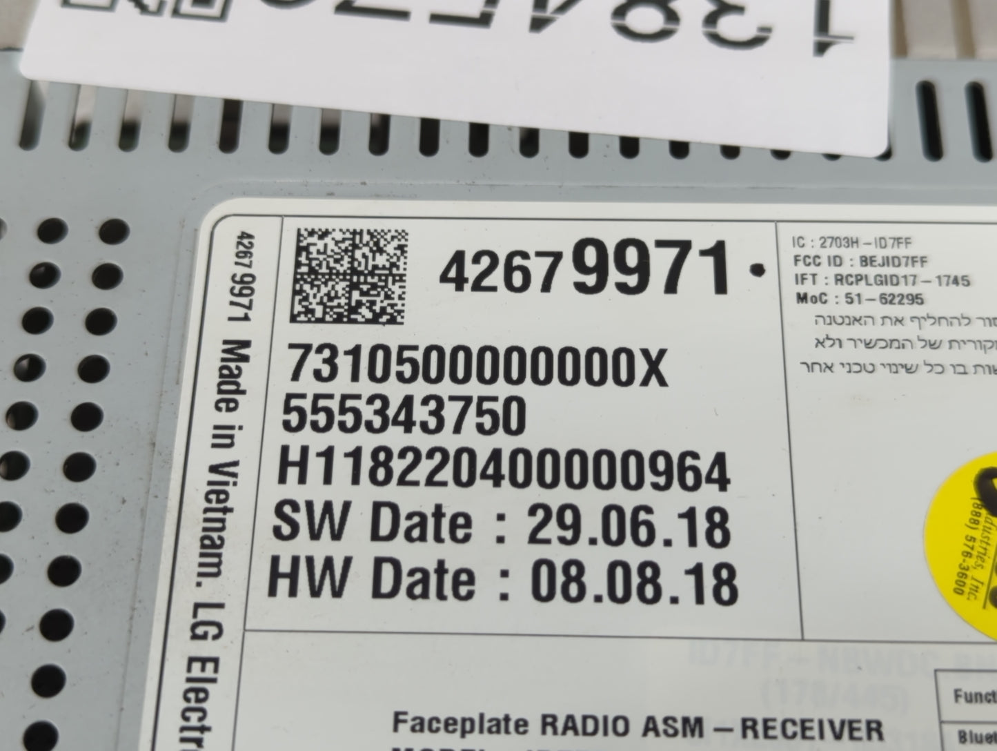 2019 Chevrolet Cruze Radio AM FM Cd Player Receiver Replacement P/N:555343750 42679971 Fits OEM Used Auto Parts - Oemusedaut