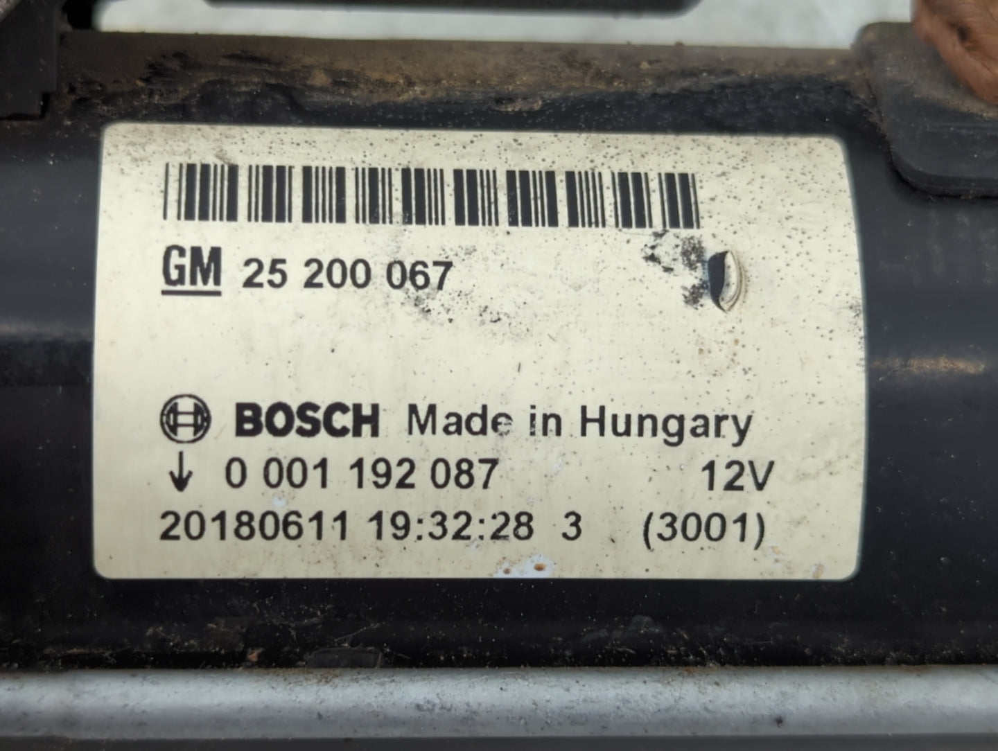 2017-2019 Chevrolet Cruze Car Starter Motor Solenoid OEM P/N:0 001 192 087 Fits Fits 2017 2018 2019 OEM Used Auto Parts - Oe