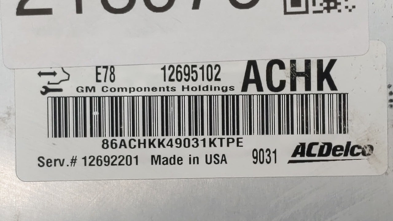 2019 Chevrolet Silverado 2500 PCM Engine Control Computer ECU ECM PCU OEM P/N:12668986 12679097 Fits Fits 2017 2018 2020 202
