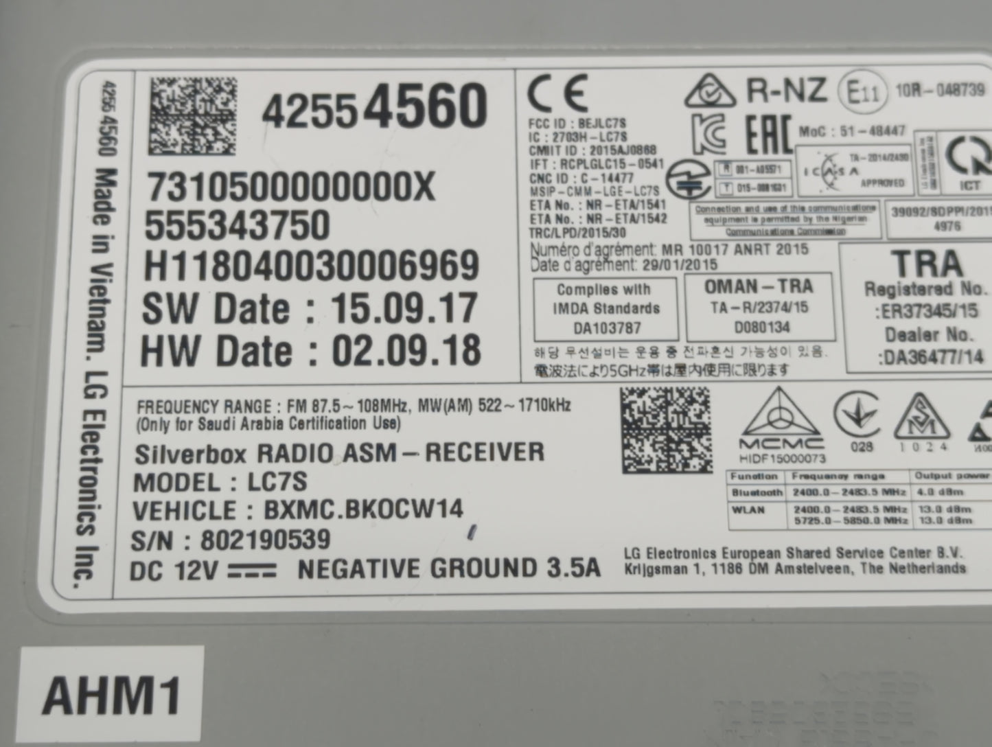 2019 Chevrolet Spark Radio AM FM Cd Player Receiver Replacement P/N:42554560 Fits OEM Used Auto Parts - Oemusedautoparts1.co